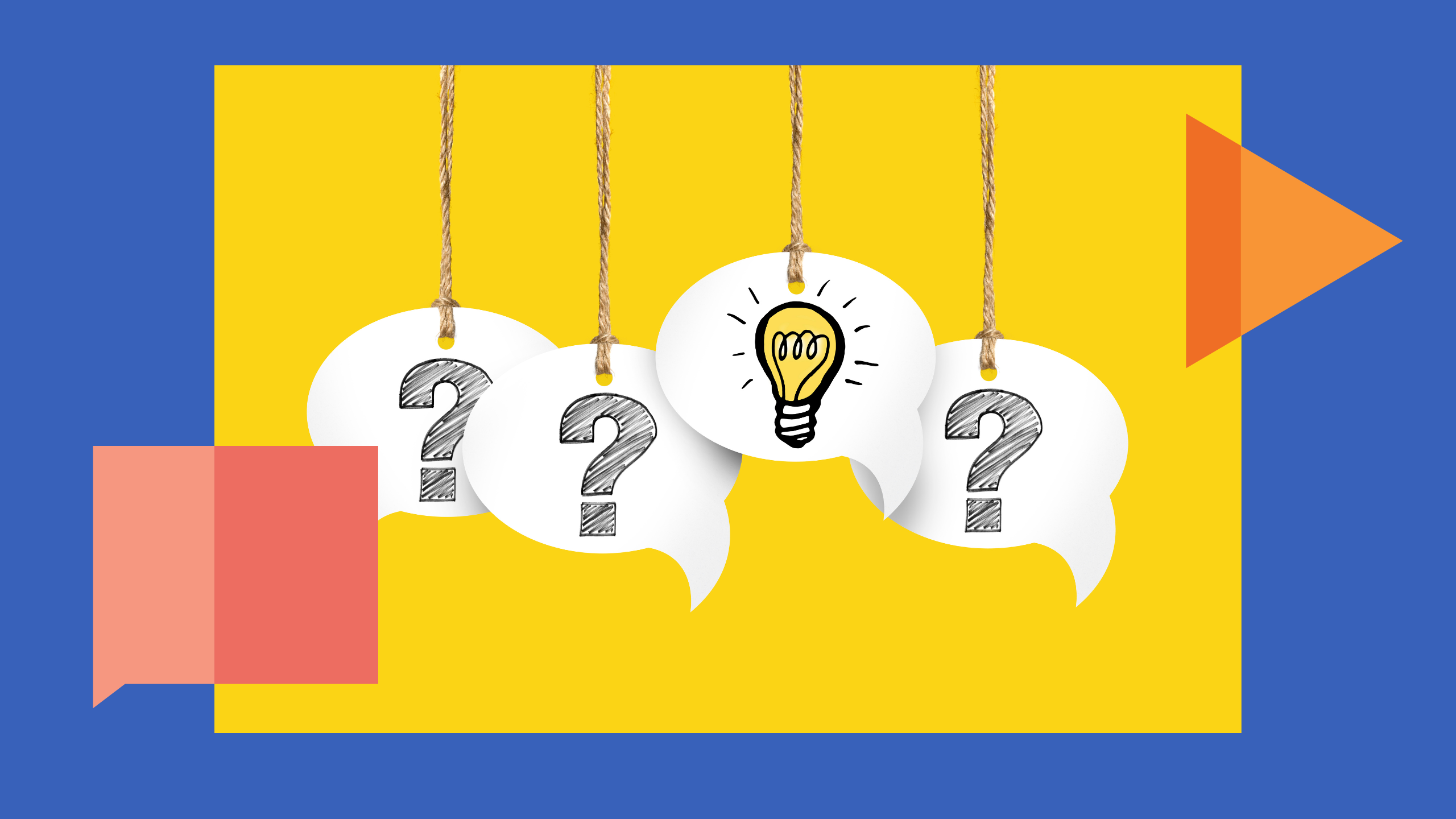 Speech bubbles with question marks and lightbulbs