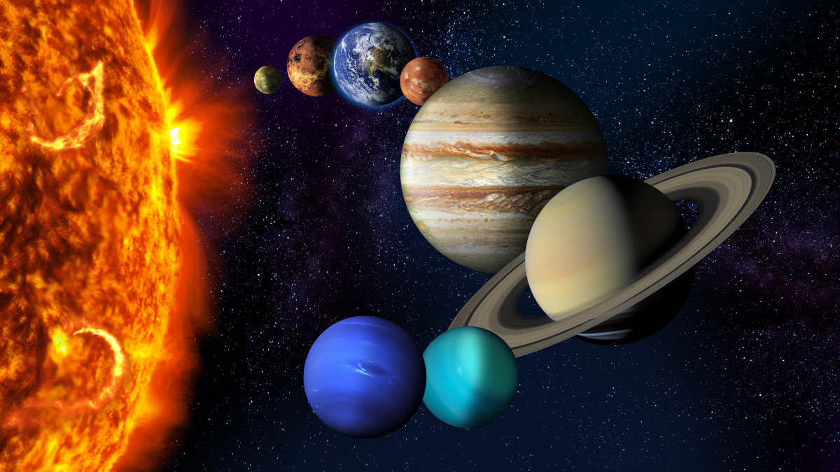 3D rendering of the suns and the planets