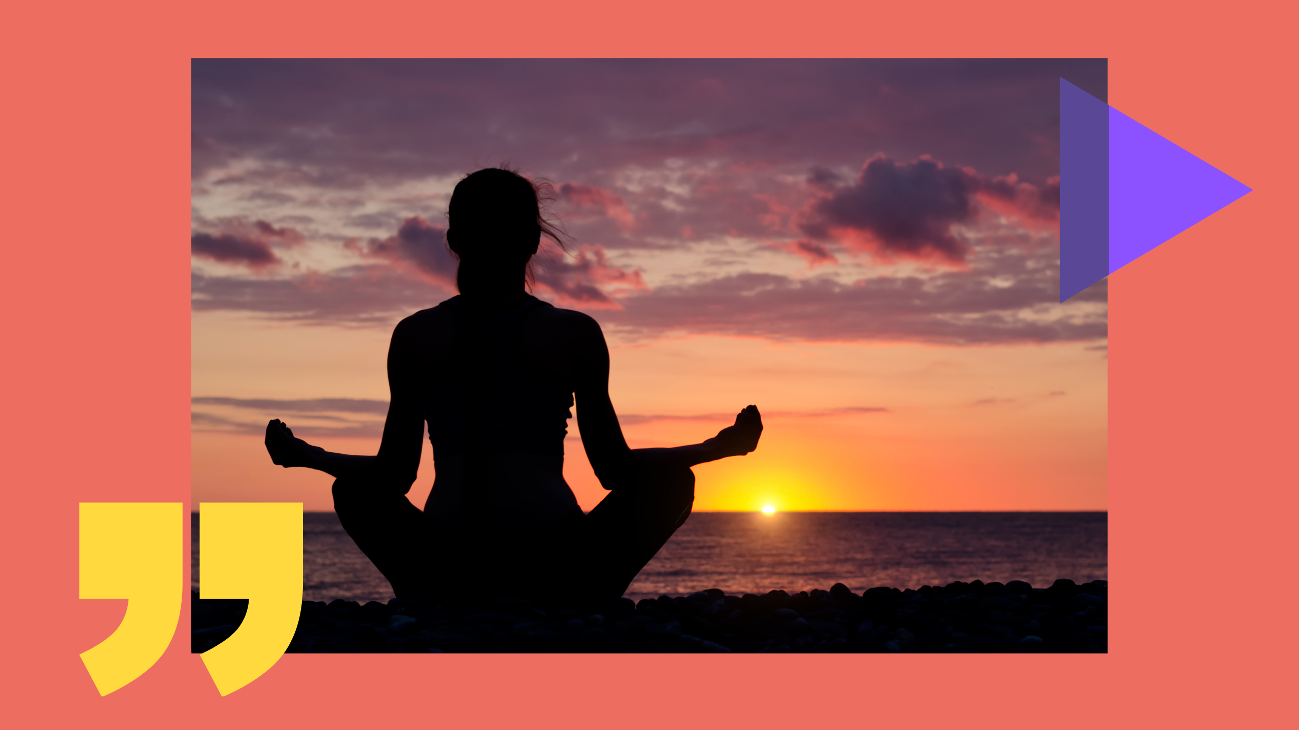 Person meditating in front of a sunset